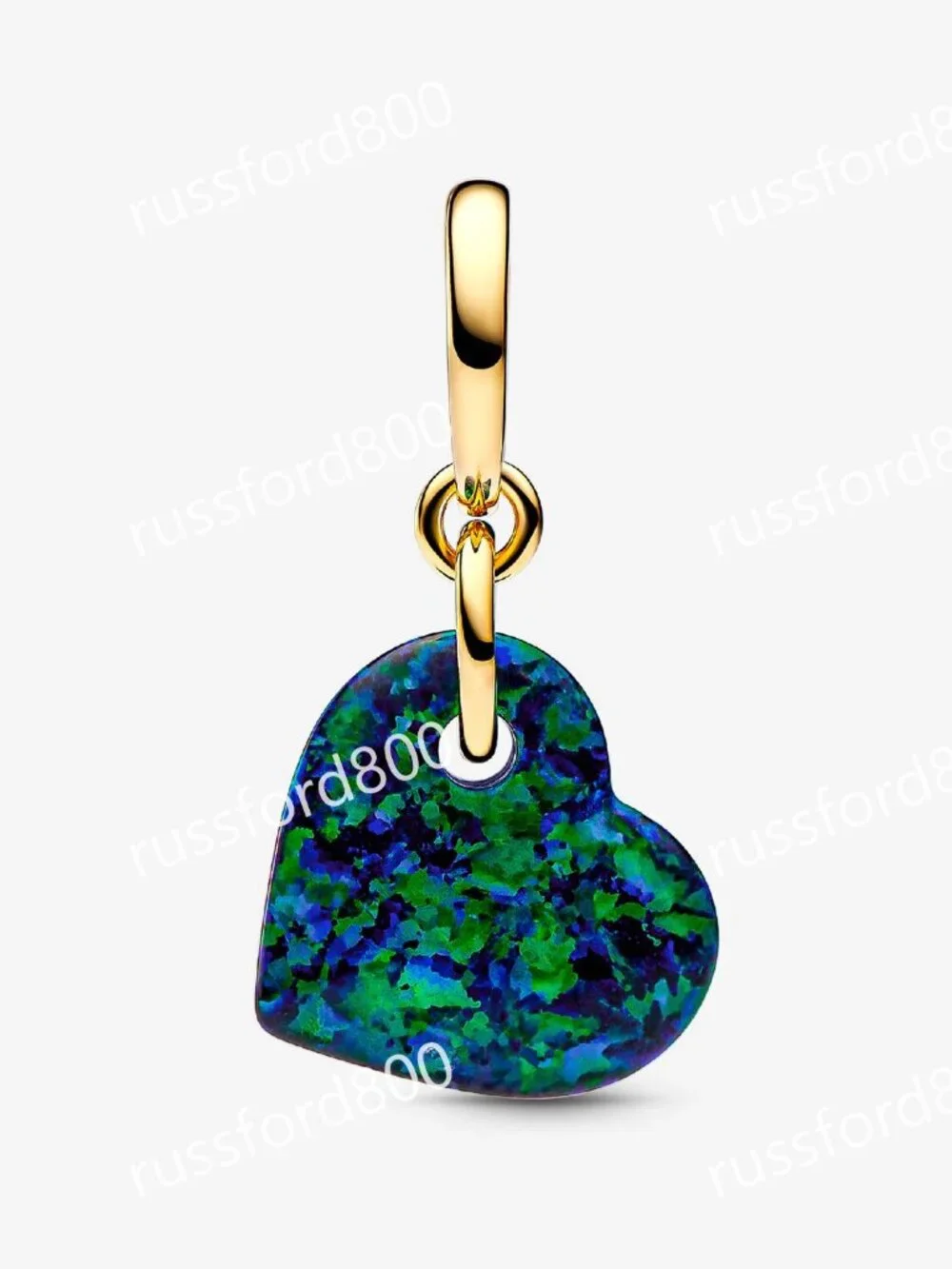 Pandora Opalescent Green Heart Dangle Charm